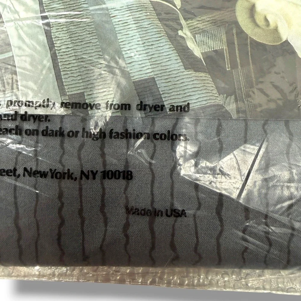 Springmaid Double Full Fitted Sheet Gray Stripe Percale USA Vintage NIP NOS